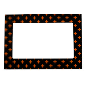 Orange polka crosses on black magnetic frame