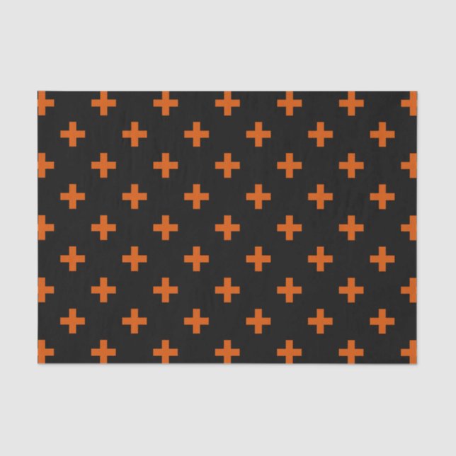 Orange polka crosses on black tissue paper (Front)