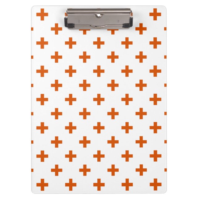 Orange polka crosses on white clipboard (Front)
