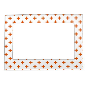 Orange polka crosses on white magnetic frame