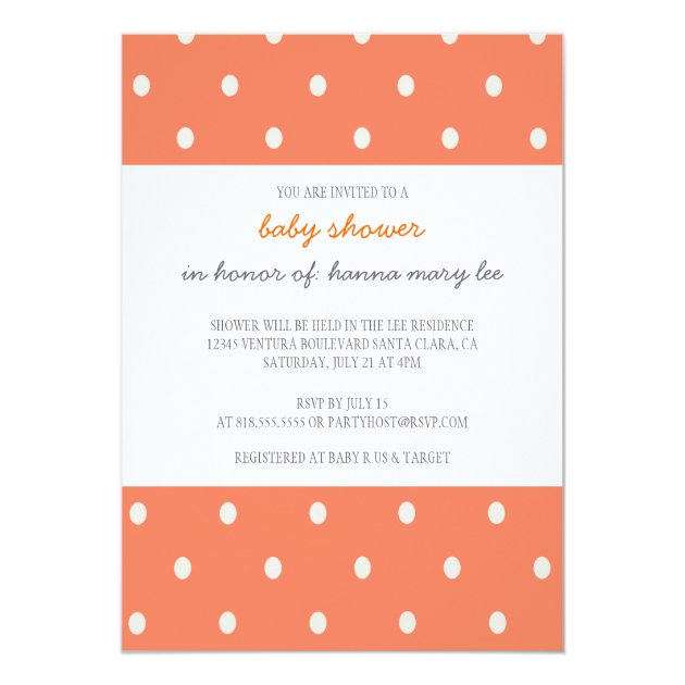 Orange Polka Dot Baby Shower Invitation