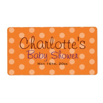 Orange Polka Dot Baby Shower Water Bottle Labels by LaBebbaDesigns at Zazzle