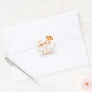 Orange Polka Dot Baby Spritz Baby Shower Square Sticker