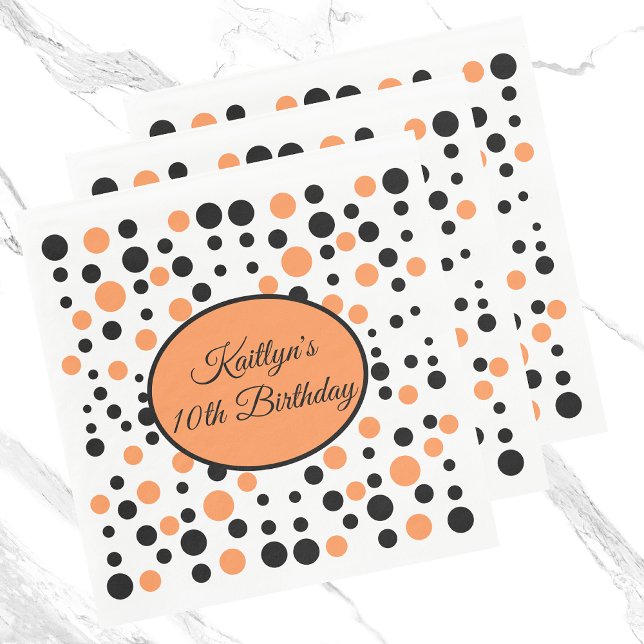 Orange Polka Dot Birthday Napkins (Creator Uploaded)