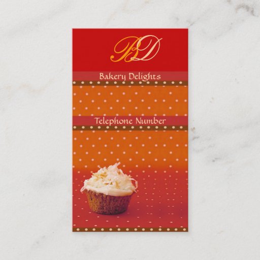 Customizable Orange Polka Dot Cupcake Business Cards
