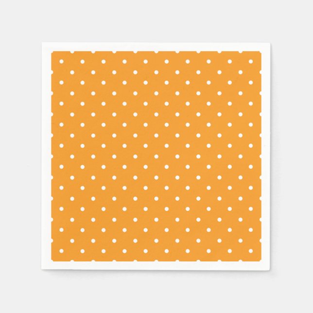 Orange Polka Dot Design Paper Napkins (Front)