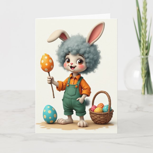 Orange Polka Dot Egg Holiday Card (Front)