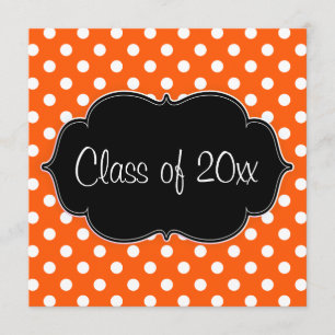 Orange Polka Dot Graduation Announcement