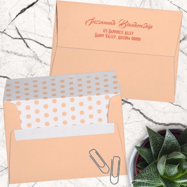Orange Polka Dot Inside Pastel Outside Custom Envelope (Creator Uploaded)