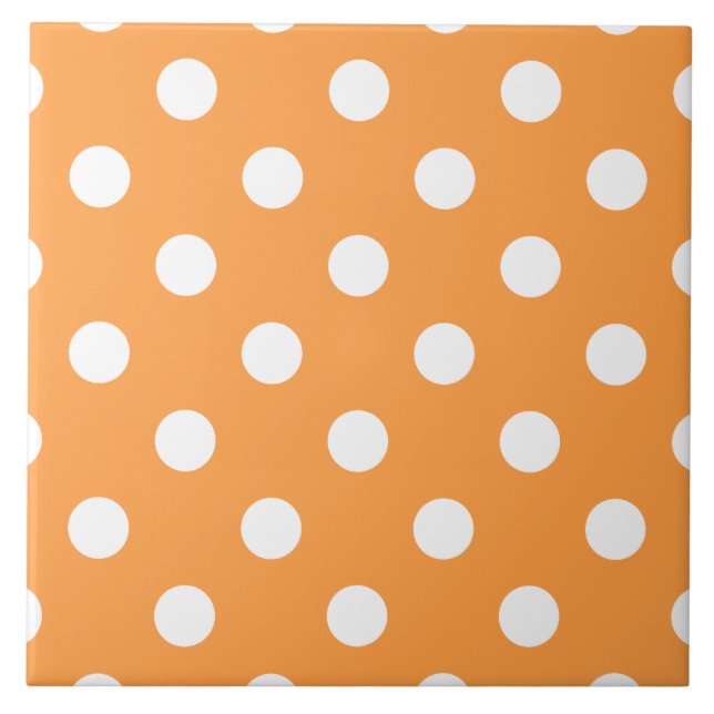 Orange Polka Dot Pattern Ceramic Tile (Front)