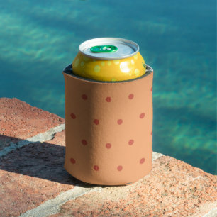 Orange Polka Dot Pattern Fun Pastel Party Can Cooler