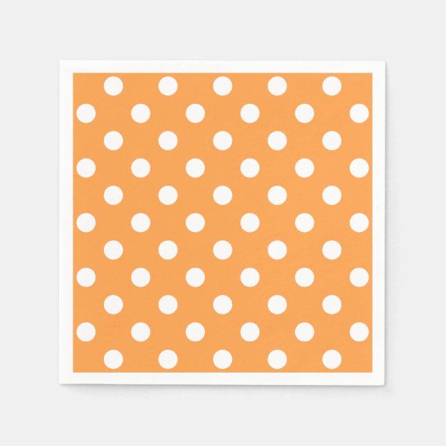 Orange Polka Dot Pattern Paper Napkins (Front)