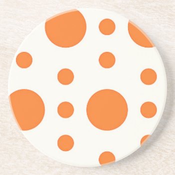 Orange Polka Dot Retro Design Coaster by BlackBrookDining at Zazzle