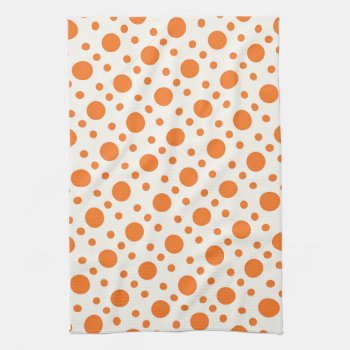 Orange Polka Dot Retro Design Kitchen Towel by BlackBrookDining at Zazzle