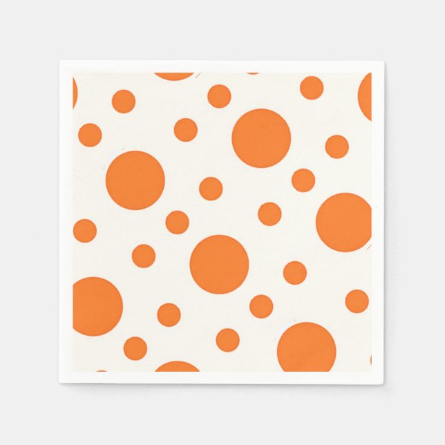 Orange Polka Dot Retro Design Paper Nakin Napkins (Front)