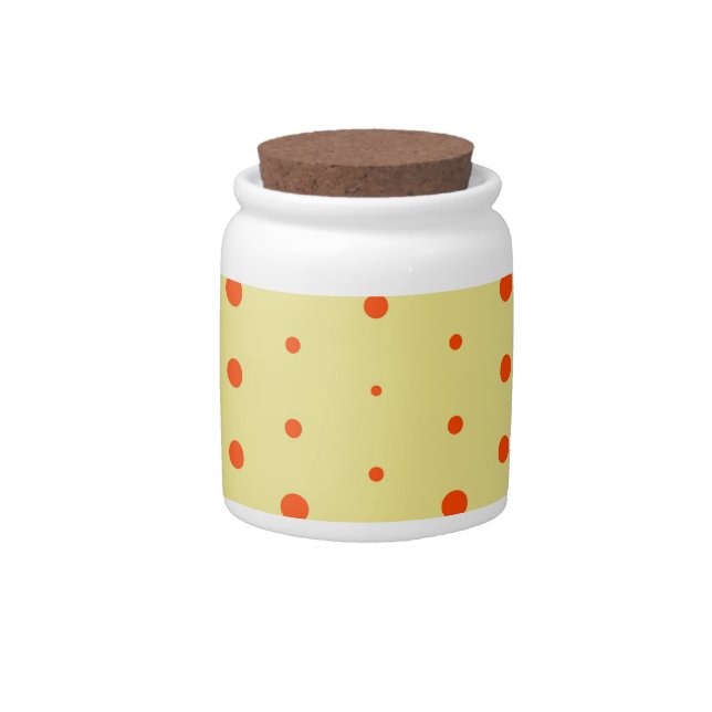 Orange Polka Dots Abstract Art Candy Jar (Front)