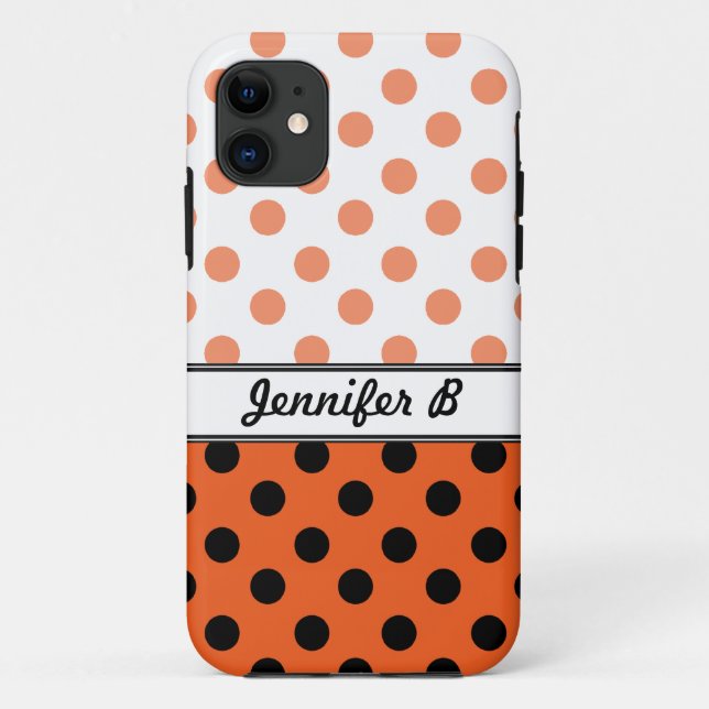 Orange Polka Dots and Black iPhone 5 Case (Back)