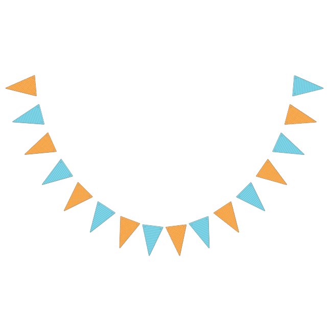 Orange Polka Dots and Blue Stripes Bunting Flags (All)