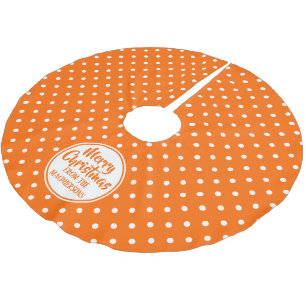 Orange Polka Dots Christmas Tree Skirt