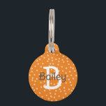 Orange Polka Dots Monogram Name Address Pet ID Tag<br><div class="desc">This preppy design features a pattern of random polka dots and a monogram in the background. Click the customize button for more flexibility in modifying the text! Variations of this design as well as coordinating products are available in our shop, zazzle.com/store/doodlelulu. Contact us if you need this design applied to...</div>