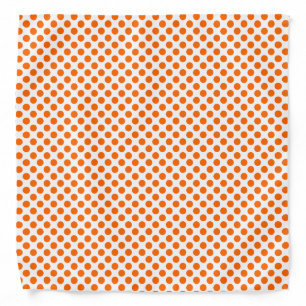 Orange Polka Dots on White Bandana
