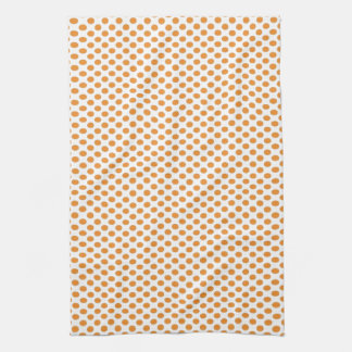 Orange Polka Dots on White Towel