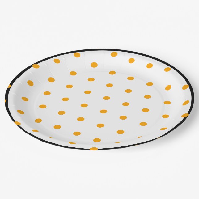 Orange Polka Dots  Paper Plates (Angled)