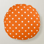 Orange Polka Dots Round Pillow
