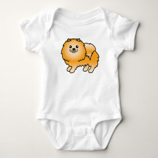 Orange Pomeranian Cute Cartoon Dog Baby Bodysuit