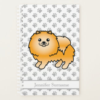 Orange Pomeranian Cute Cartoon Dog &amp; Custom Text Planner