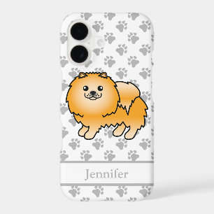Orange Pomeranian Cute Cartoon Dog & Name iPhone 17 Case