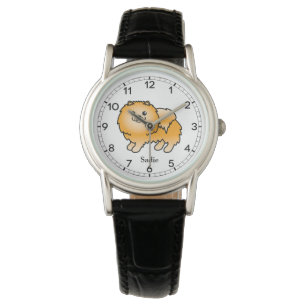 Orange Pomeranian Cute Cartoon Dog & Name Watch