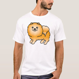 Orange Pomeranian Cute Cartoon Dog T-Shirt