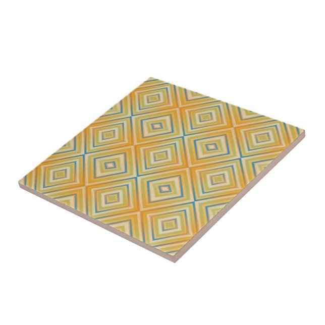 Orange Pop Alternative Diamond Pattern  Ceramic Tile (Side)