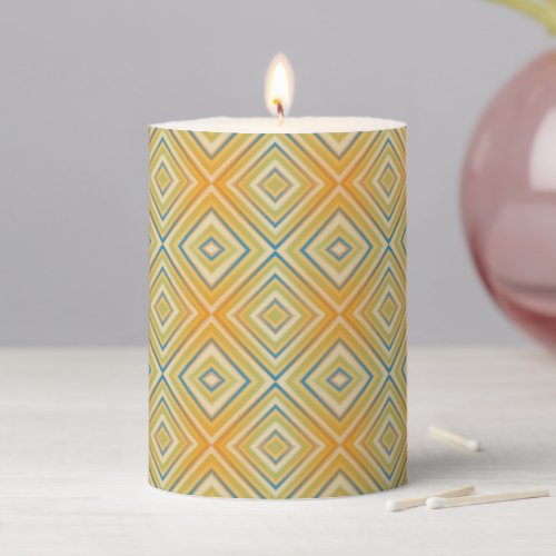Orange Pop Alternative Diamond Pattern Pillar Candle