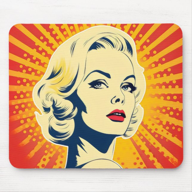 Orange Pop Art Blonde Mouse Pad (Front)