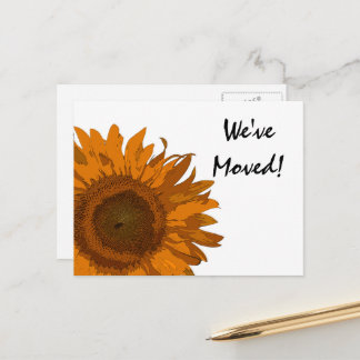 Orange Pop Art Flower Change of Address Announcement Postcard