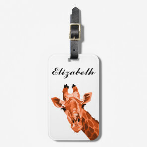 Orange Pop Art Giraffe Personalized Luggage Tag