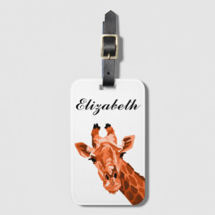 Orange Pop Art Giraffe Personalized Luggage Tag