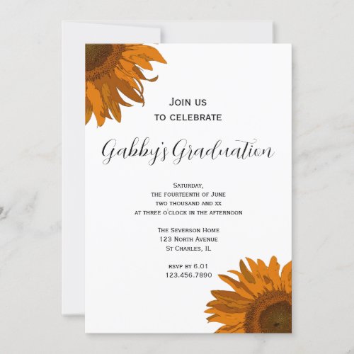 Orange Pop Art Flower Graduation Party Invitation