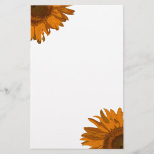 Orange Pop Art Sunflowers Stationery