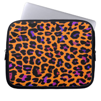 Orange Pop Leopard Print Laptop Sleeve