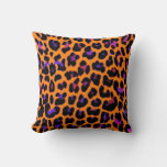 Orange Pop Leopard Print Pillows at Zazzle