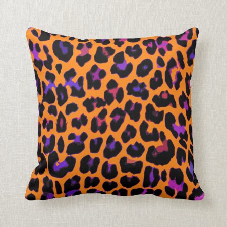 Orange Pop Leopard Print Pillows