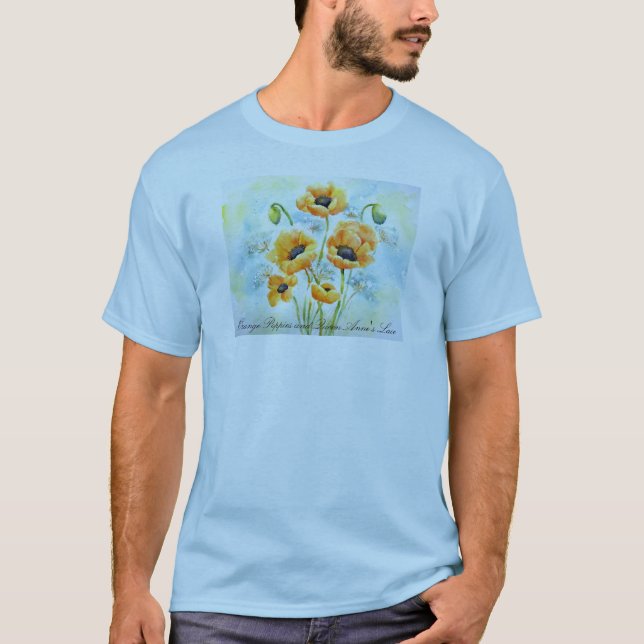 Orange Poppies and Queen Anne's Lace T-Shirt (Front)