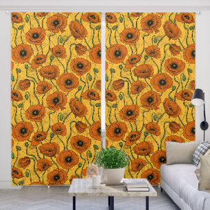 Orange Poppies Blackout Curtains