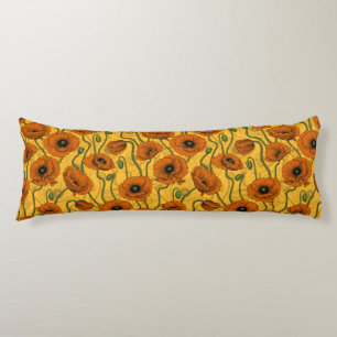 Orange Poppies Body Pillow