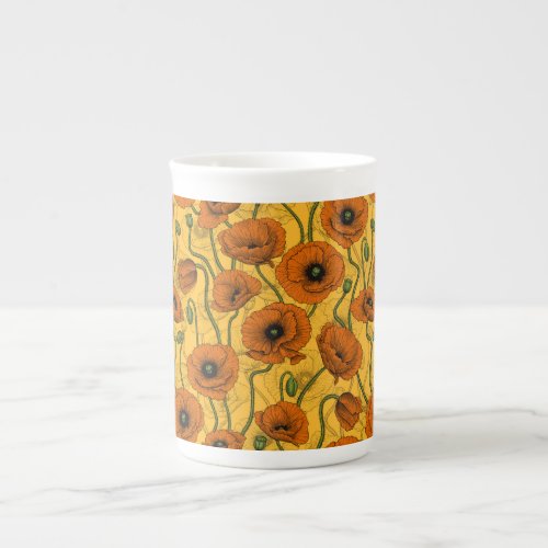 Orange Poppies Bone China Mug