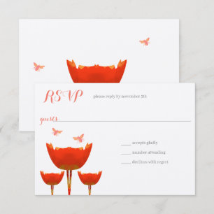 Orange Poppies & Bumble Bees Wedding Invitation