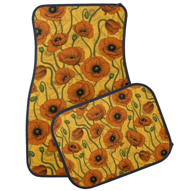 Orange Poppies Car Floor Mat (Set)